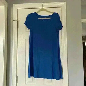Modest royal blue tee shirt style swing dress